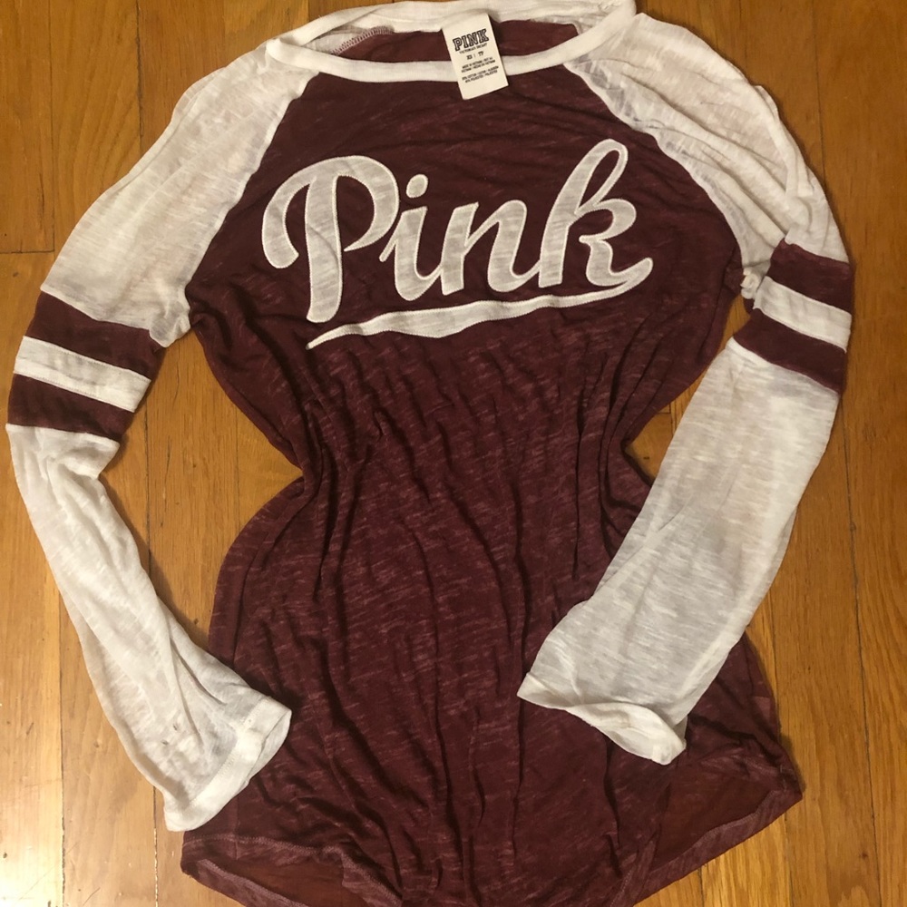 VS PINK Long Sleeve Baseball Style Shirt